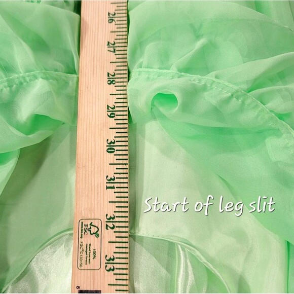 Mac Duggal Green Ruffled Organza Hi-low Evening Formal Dress Slit Plus 12W NWT - Picture 5 of 10
